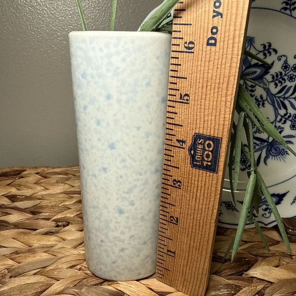Vintage FTD Especially For You Japan Blue Speckled Bud Vase 6.25” Porcelain